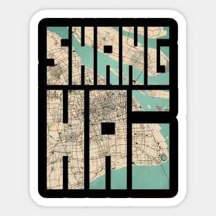 Shanghai, China City Map - Vintage Sticker